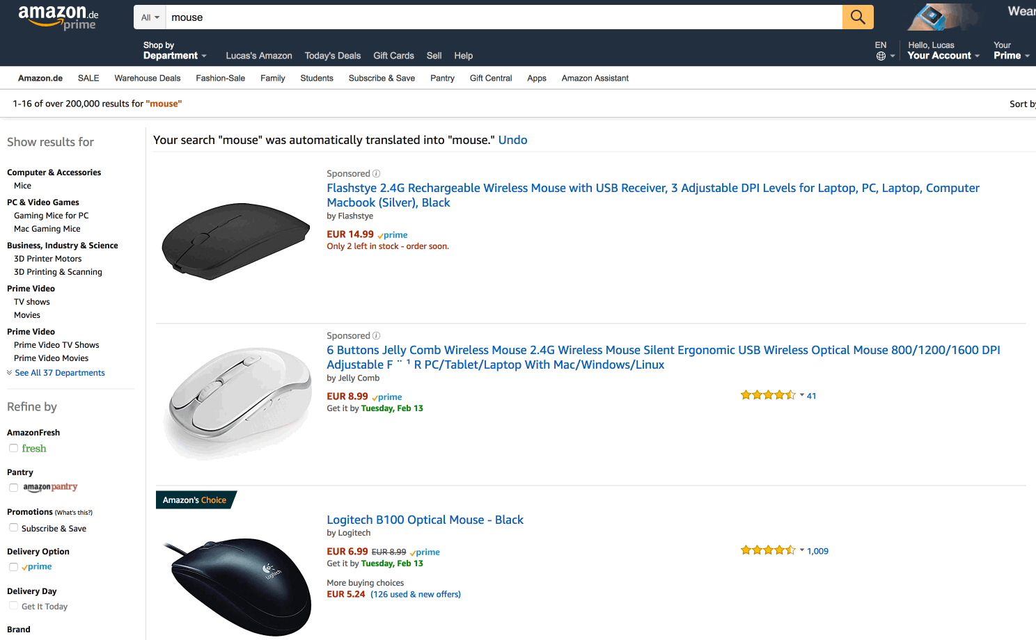 Contains animated gif of a mouse search's result on Amazon.